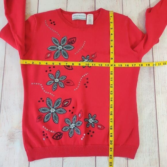 Alfred Dunner floral embroidered sequins crew neck sweater sz PL - Picture 6 of 7